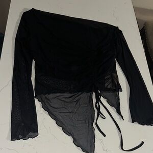 Black Asymmetrical Sheer Top